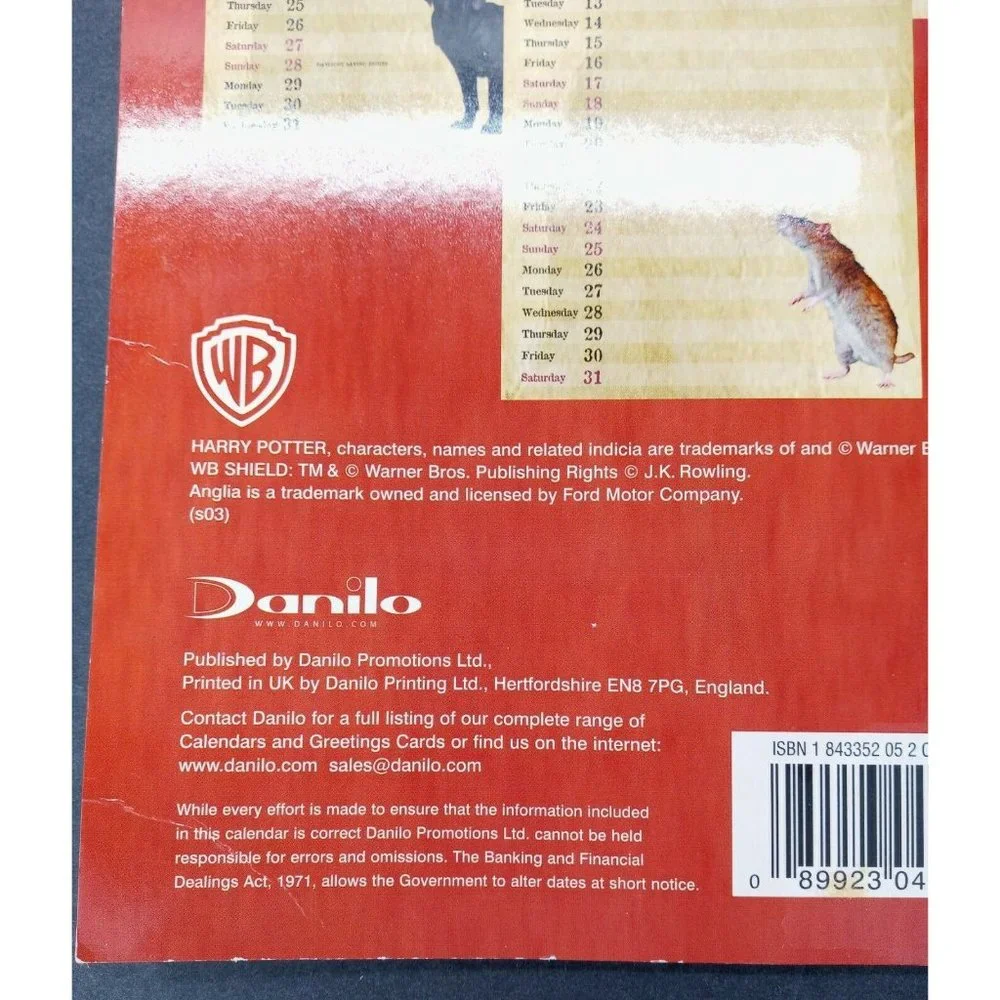 Harry Potter Long 2004 Wall Calendar From UK Vintage 16.5